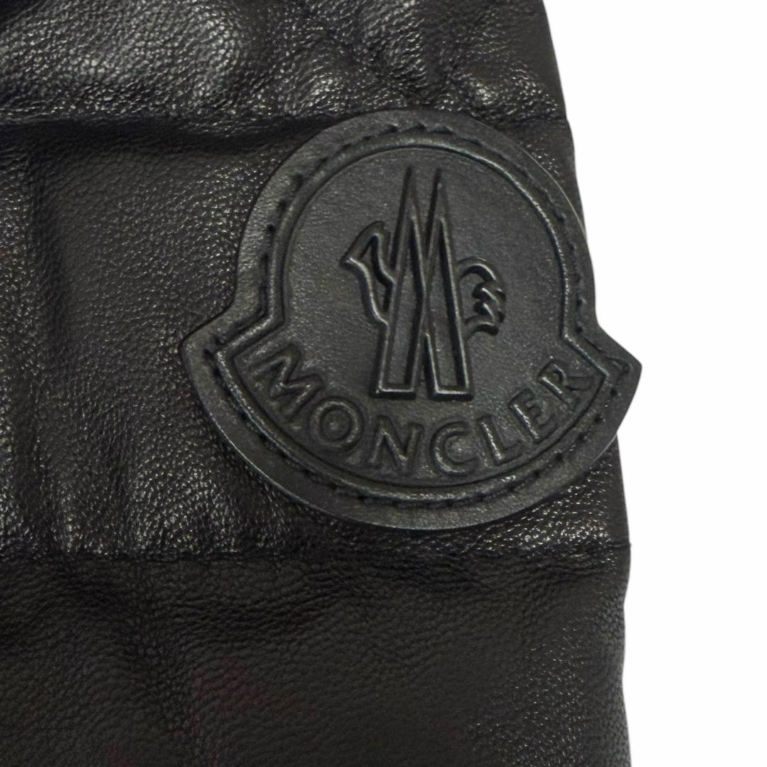 Great MONCLER Down jacket CASTEU GIUBBOTTO black Lamb leather