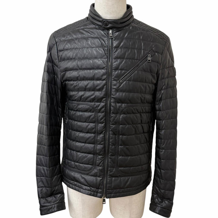 Great MONCLER Down jacket CASTEU GIUBBOTTO black Lamb leather