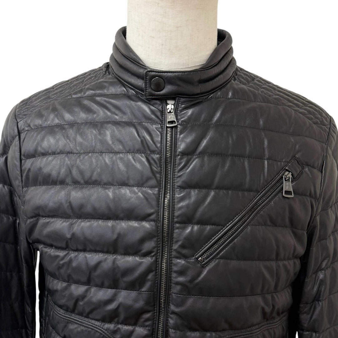 Great MONCLER Down jacket CASTEU GIUBBOTTO black Lamb leather