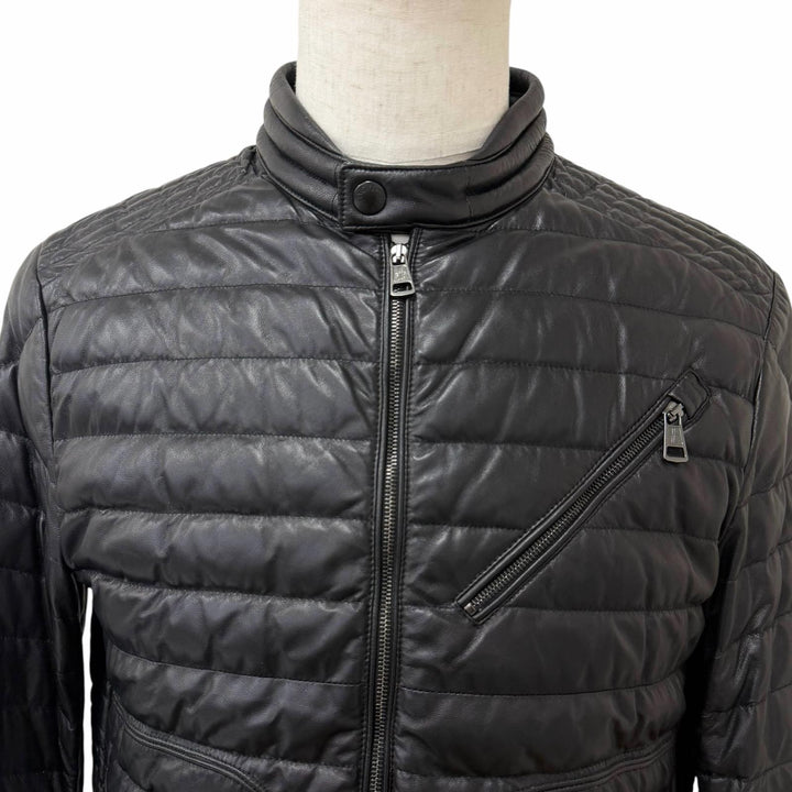 Great MONCLER Down jacket CASTEU GIUBBOTTO black Lamb leather
