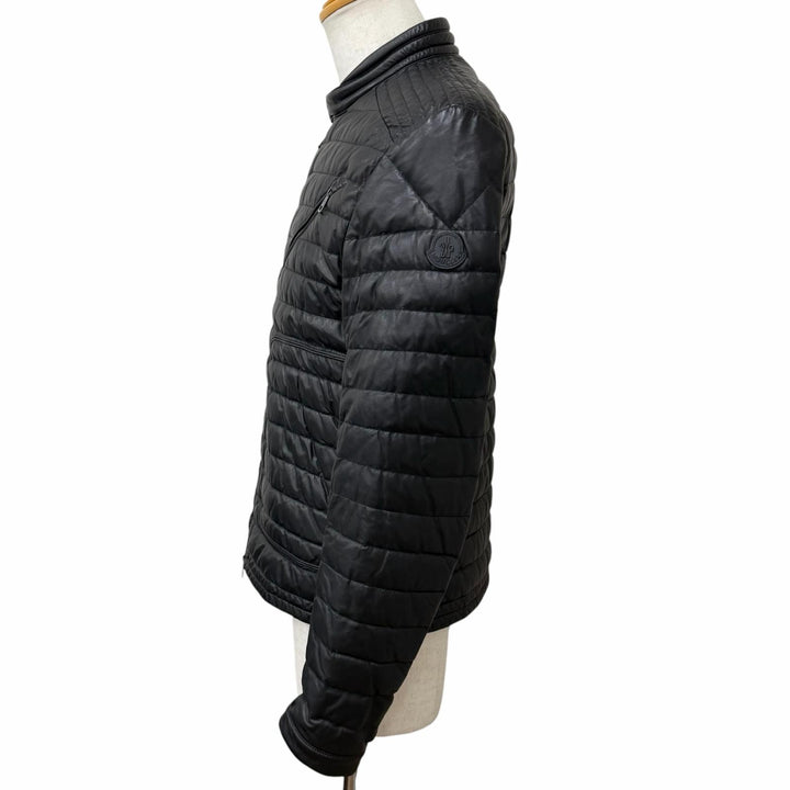 Great MONCLER Down jacket CASTEU GIUBBOTTO black Lamb leather