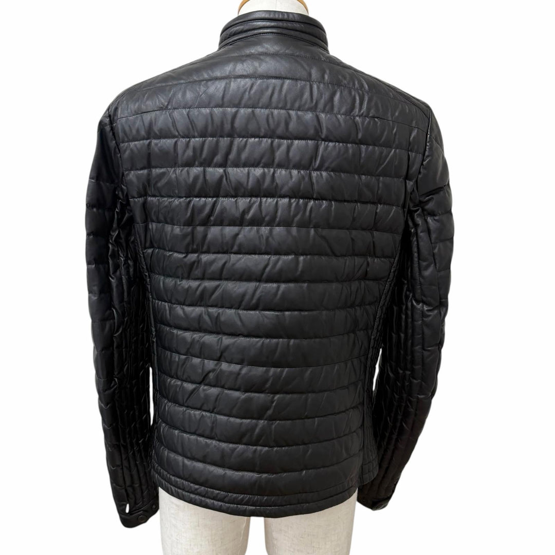 Great MONCLER Down jacket CASTEU GIUBBOTTO black Lamb leather