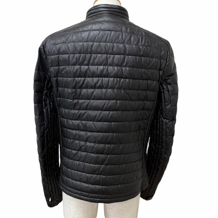 Great MONCLER Down jacket CASTEU GIUBBOTTO black Lamb leather
