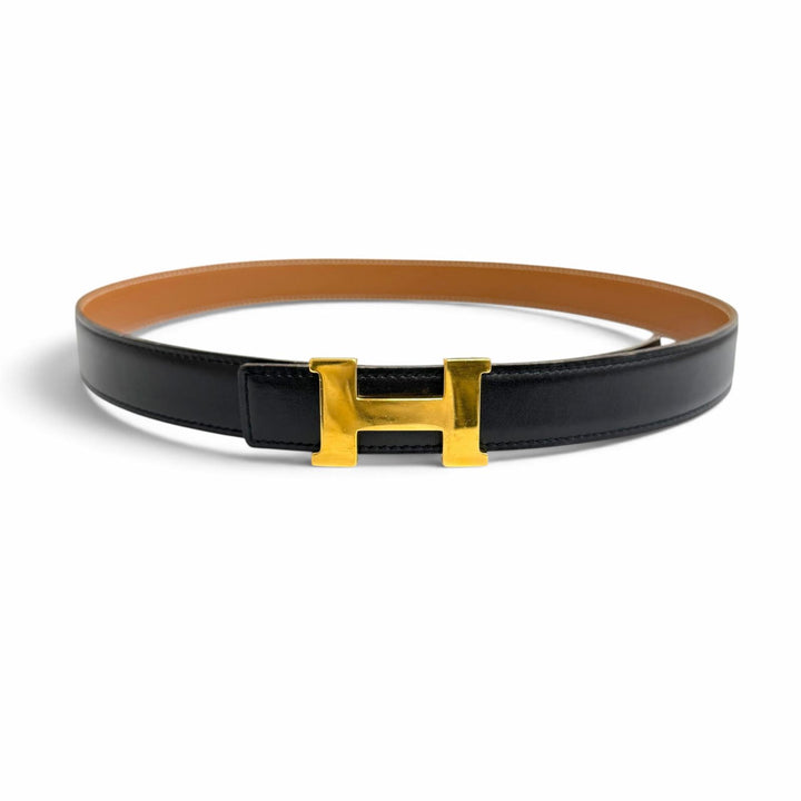 Very Good HERMES belt Margiela era Constance reversible leather black leather