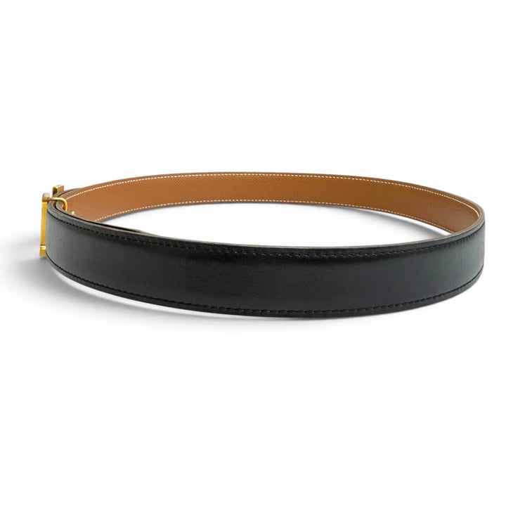 Very Good HERMES belt Margiela era Constance reversible leather black leather