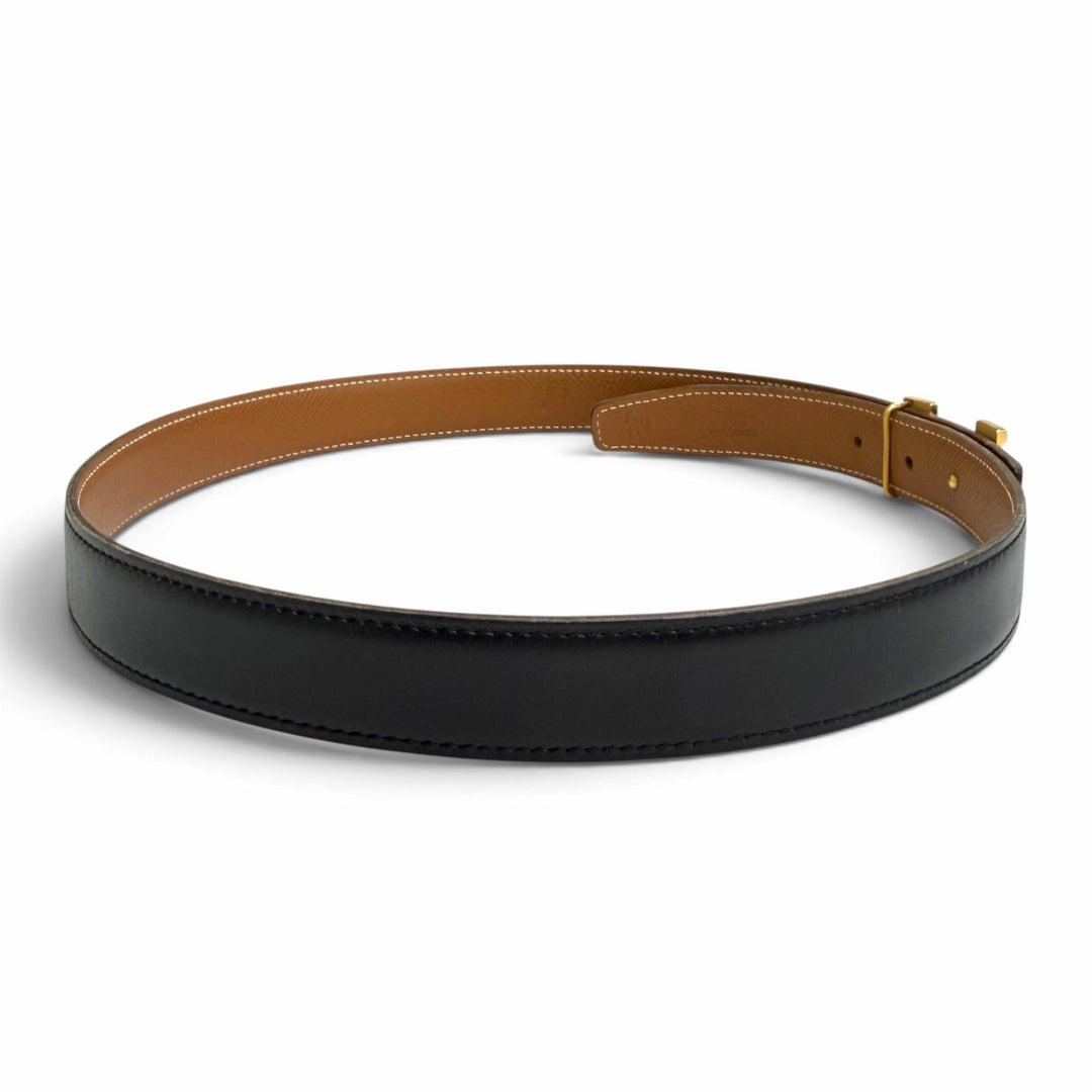 Very Good HERMES belt Margiela era Constance reversible leather black leather