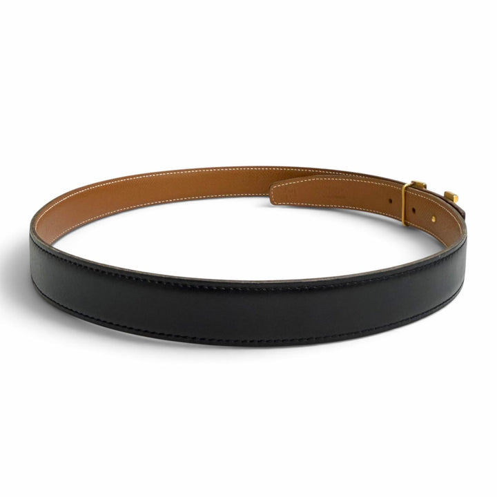 Very Good HERMES belt Margiela era Constance reversible leather black leather