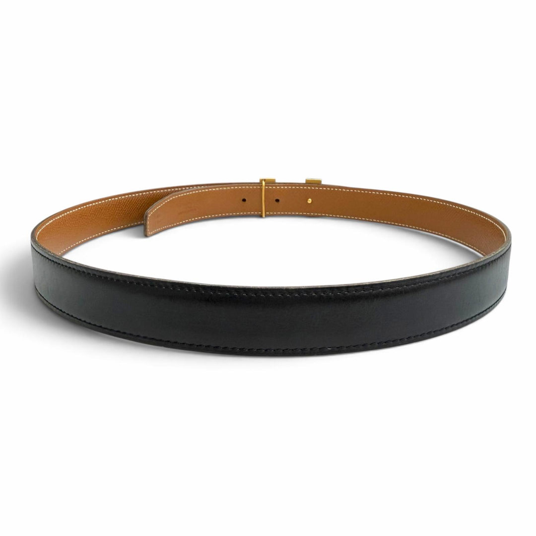 Very Good HERMES belt Margiela era Constance reversible leather black leather