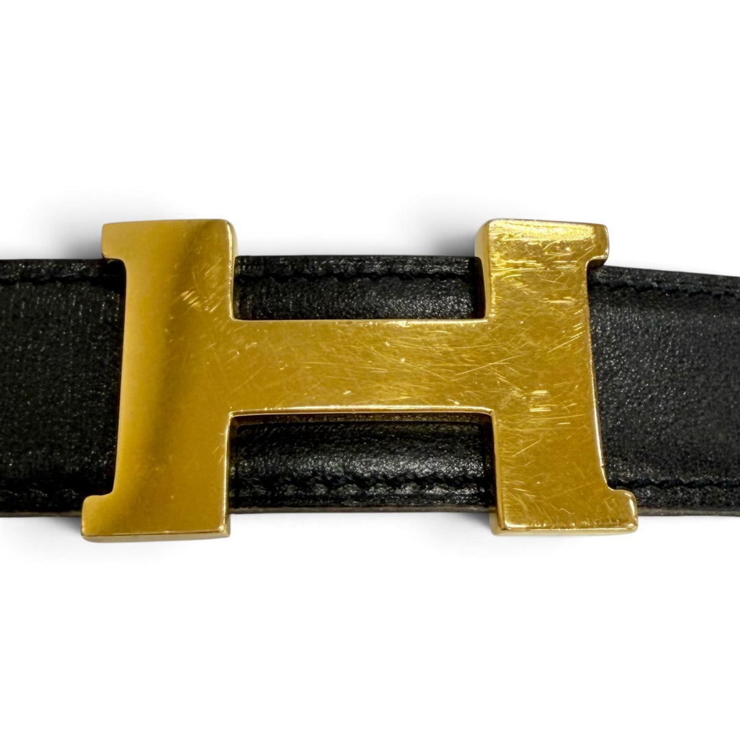 Very Good HERMES belt Margiela era Constance reversible leather black leather