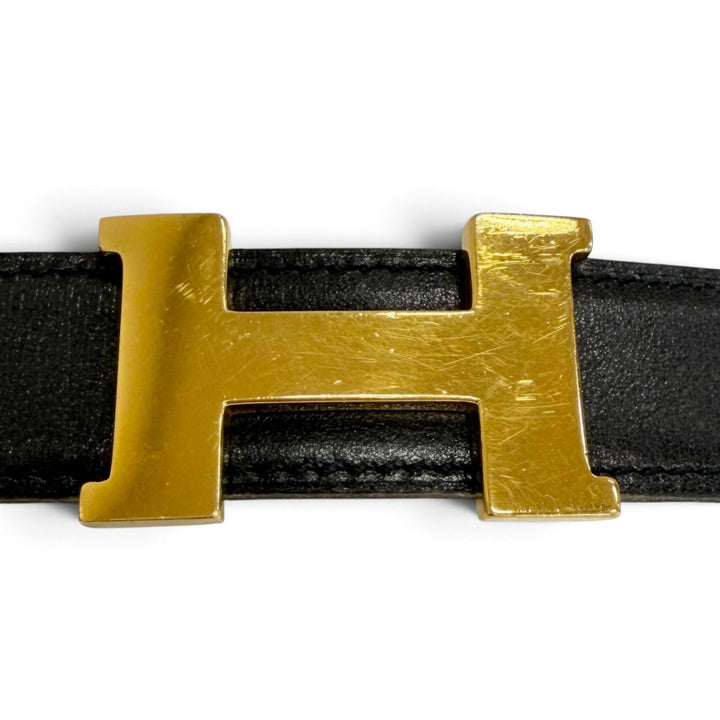 Very Good HERMES belt Margiela era Constance reversible leather black leather
