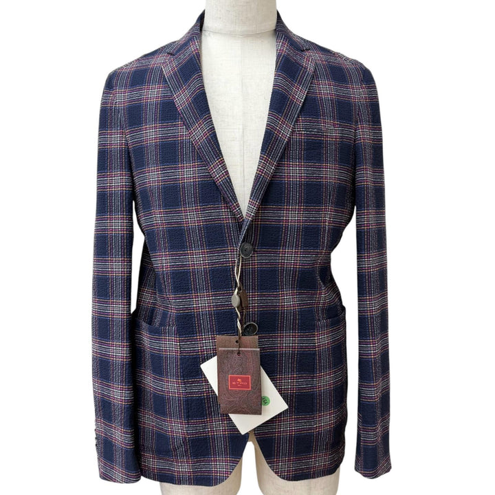 Pristine ETRO tailored jacket Seersucker fabric with check pattern