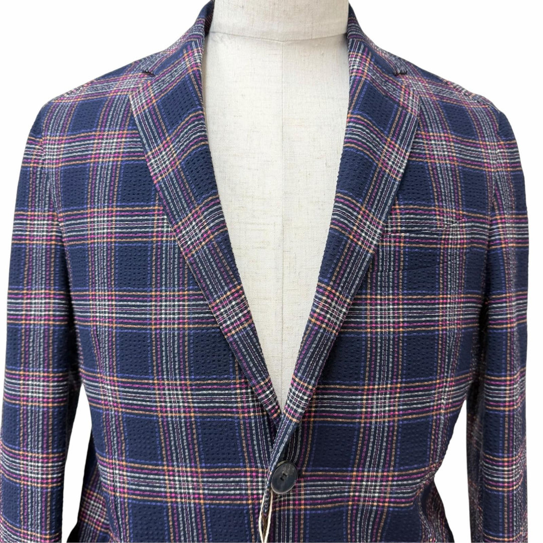Pristine ETRO tailored jacket Seersucker fabric with check pattern