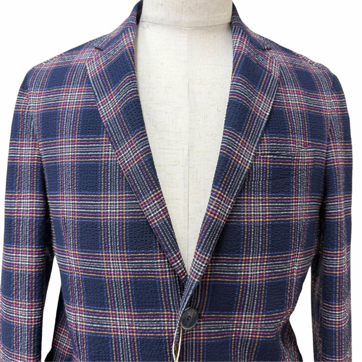 Pristine ETRO tailored jacket Seersucker fabric with check pattern