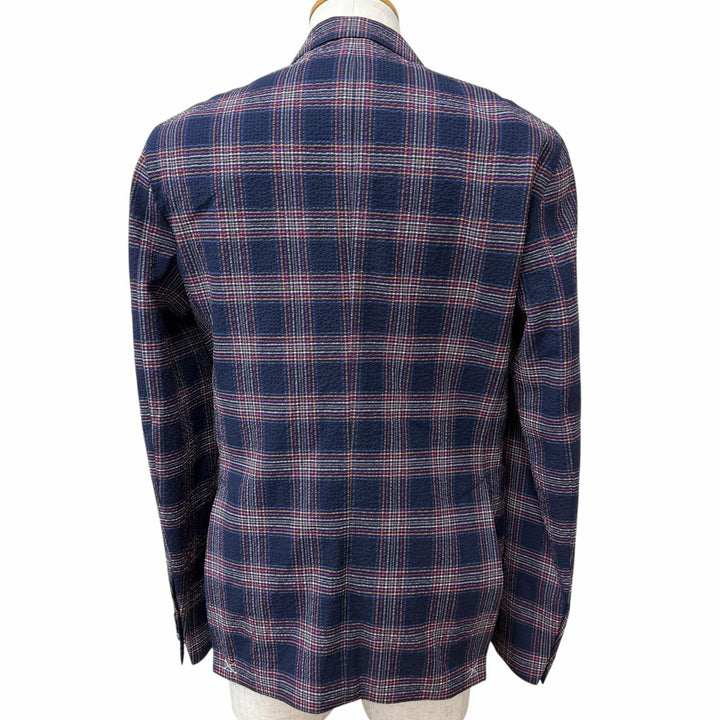 Pristine ETRO tailored jacket Seersucker fabric with check pattern