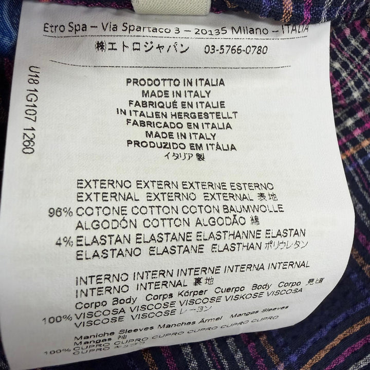 Pristine ETRO tailored jacket Seersucker fabric with check pattern