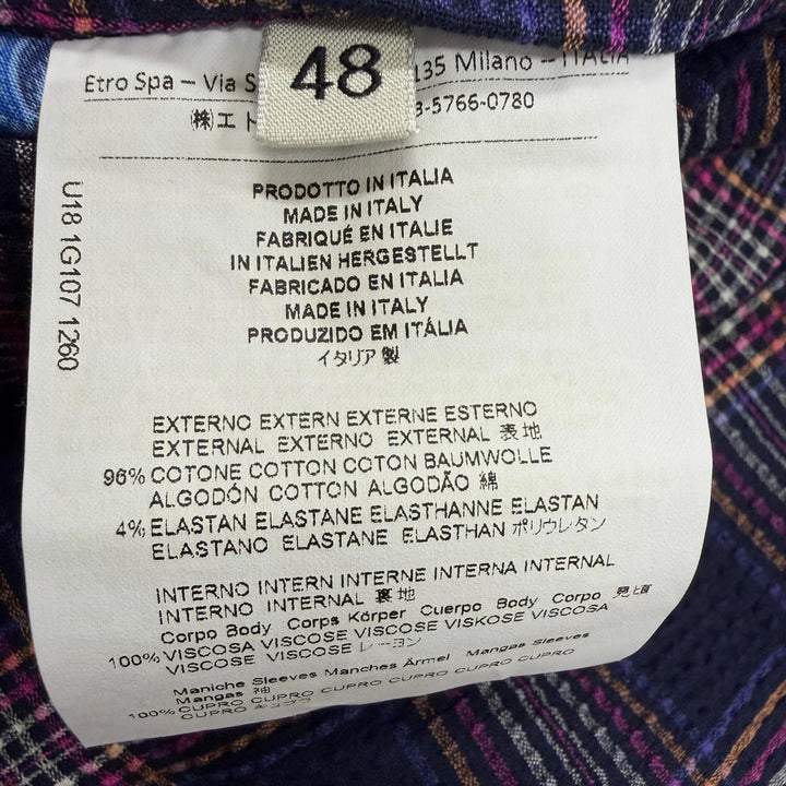 Pristine ETRO tailored jacket Seersucker fabric with check pattern