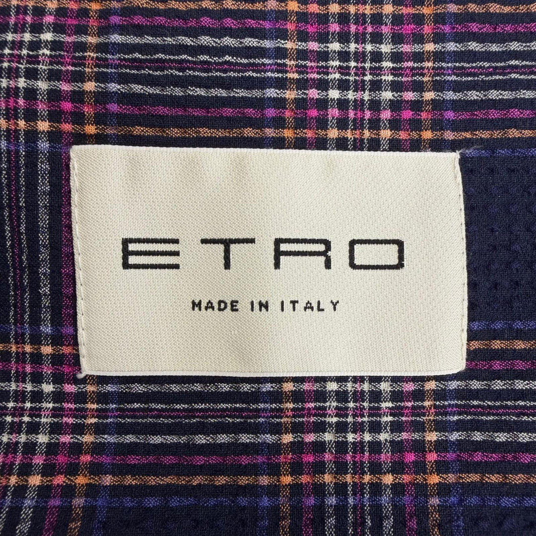 Pristine ETRO tailored jacket Seersucker fabric with check pattern