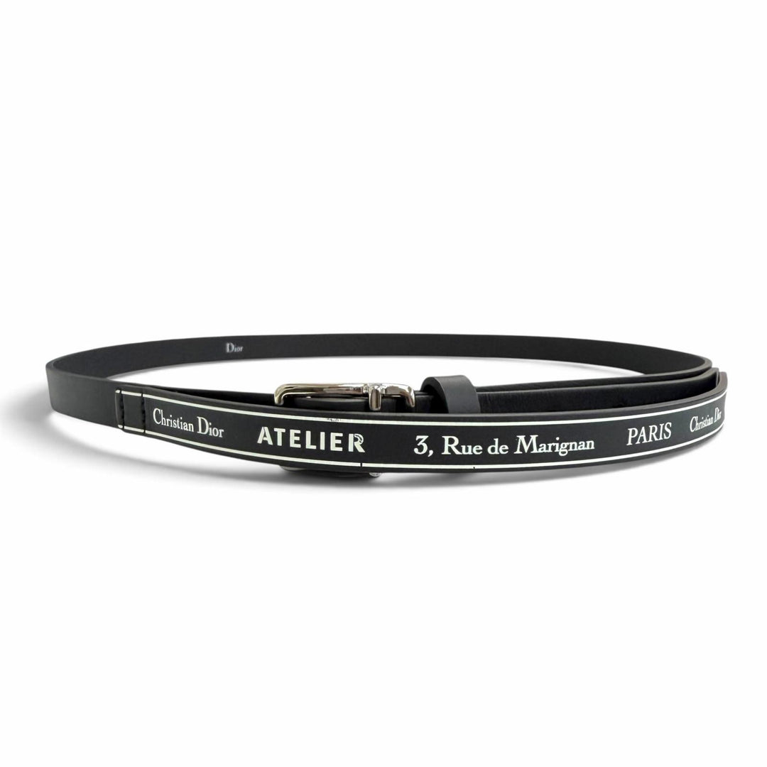 Excellent Christian Dior belt Atelier Logo leather belt black 4254PLXXYH03E
