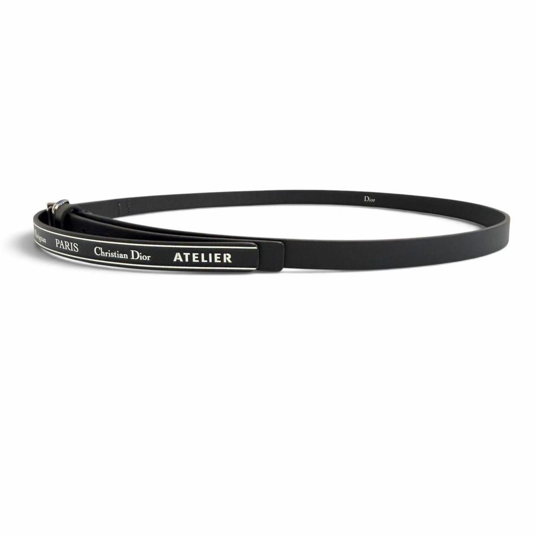 Excellent Christian Dior belt Atelier Logo leather belt black 4254PLXXYH03E