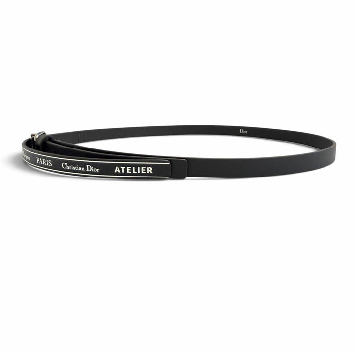 Excellent Christian Dior belt Atelier Logo leather belt black 4254PLXXYH03E