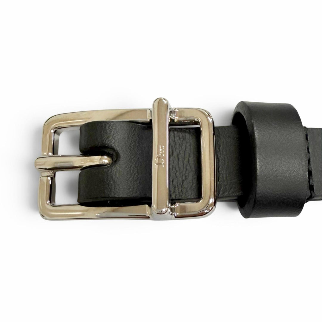 Excellent Christian Dior belt Atelier Logo leather belt black 4254PLXXYH03E