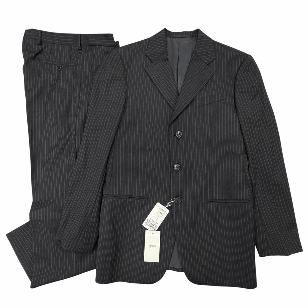 Pristine ARMANI COLLEZIONI two-piece set Striped single suit Dark gray wool mens
