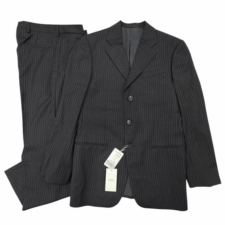 Pristine ARMANI COLLEZIONI two-piece set Striped single suit Dark gray wool mens