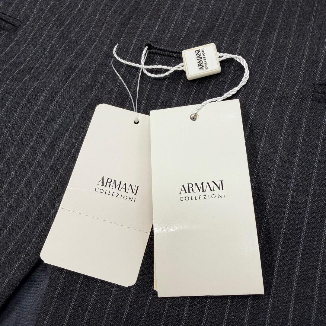 Pristine ARMANI COLLEZIONI two-piece set Striped single suit Dark gray wool mens