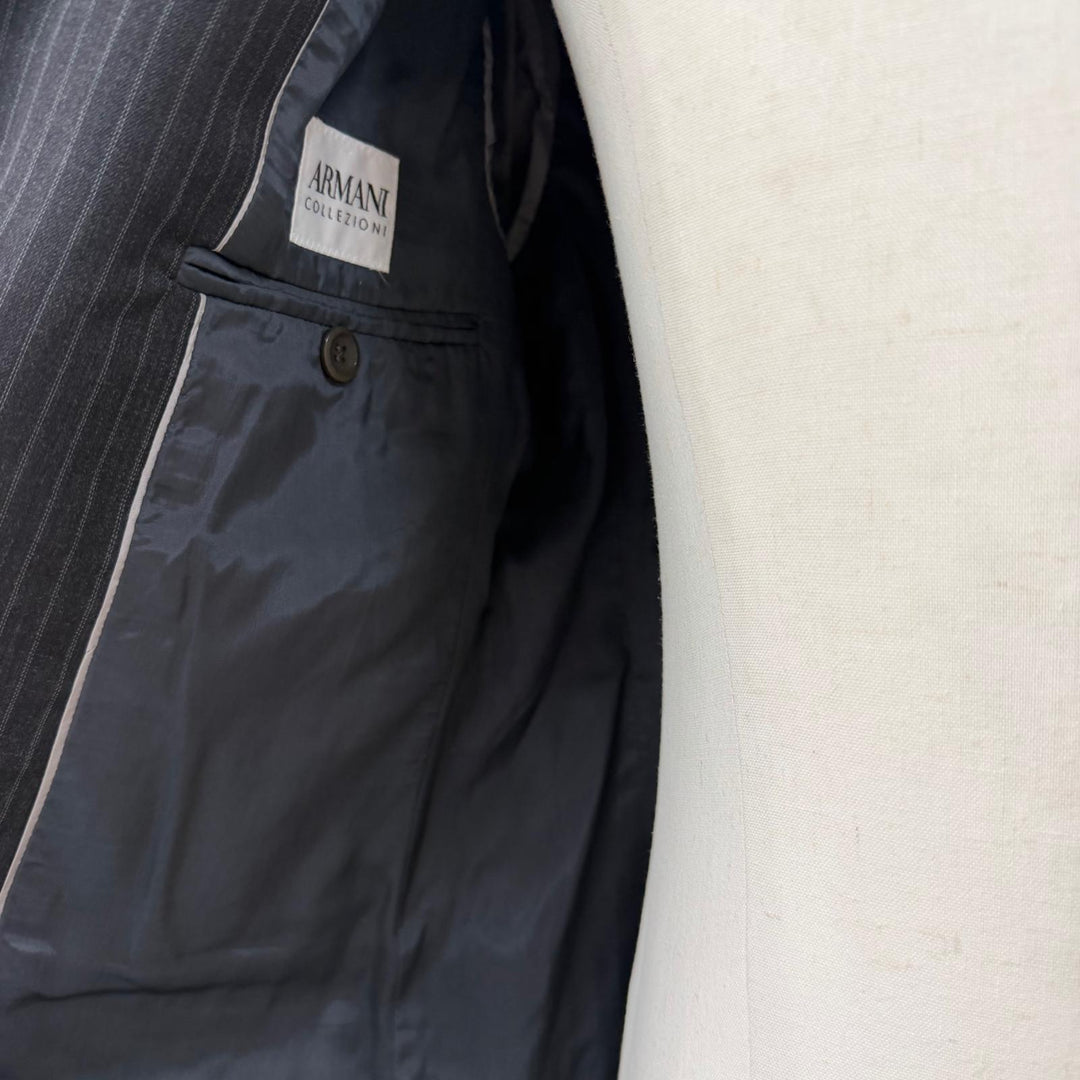 Pristine ARMANI COLLEZIONI two-piece set Striped single suit Dark gray wool mens
