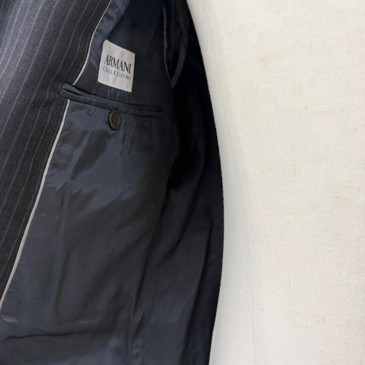 Pristine ARMANI COLLEZIONI two-piece set Striped single suit Dark gray wool mens
