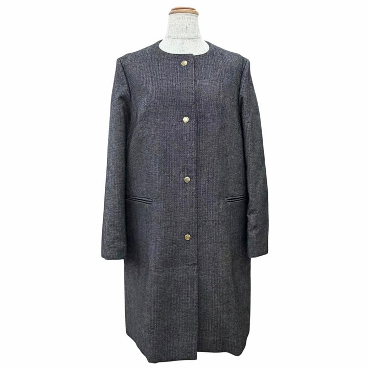 Excellent MARNI collarless tweed long coat Dark gray wool 42 CPMA26U00 TW585