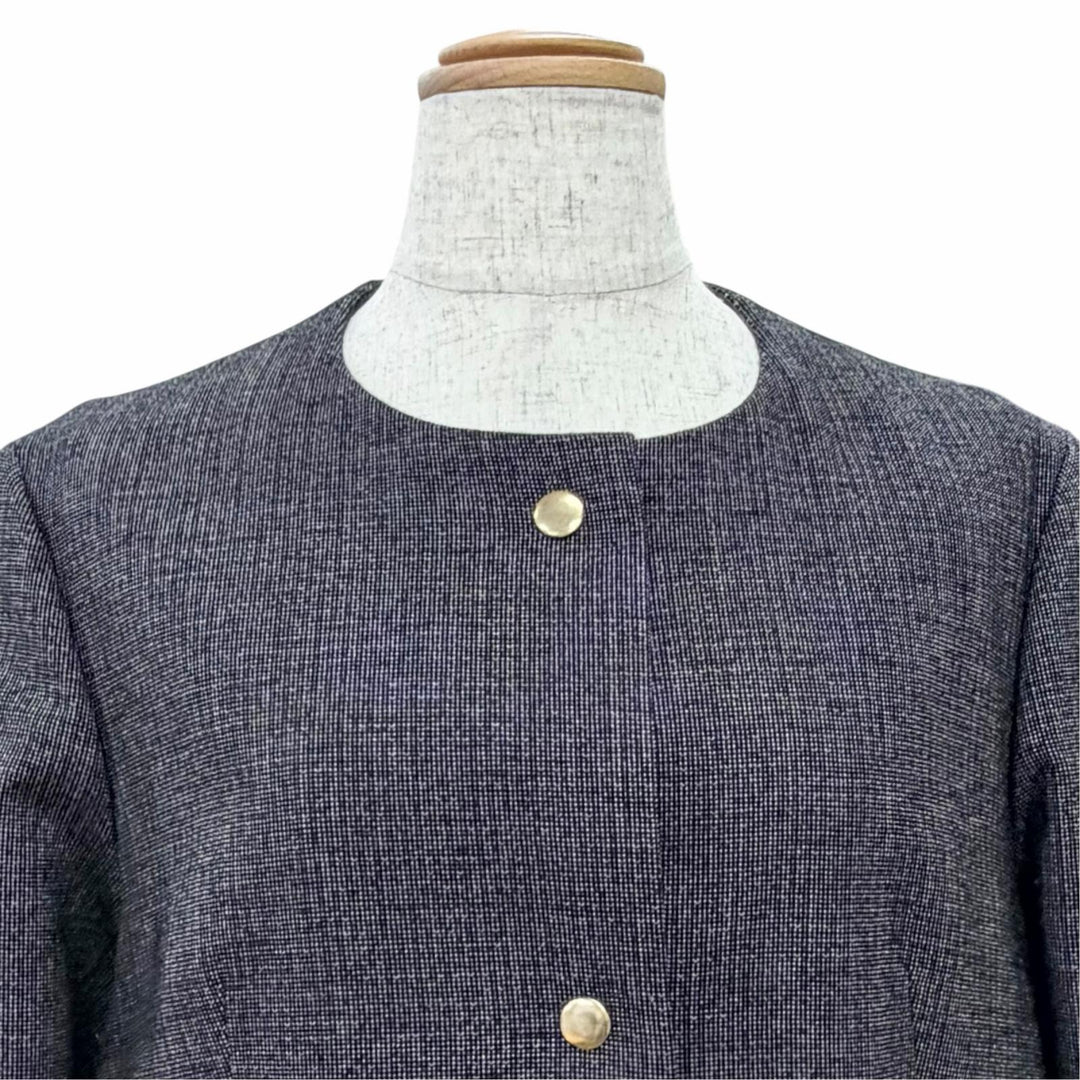 Excellent MARNI collarless tweed long coat Dark gray wool 42 CPMA26U00 TW585