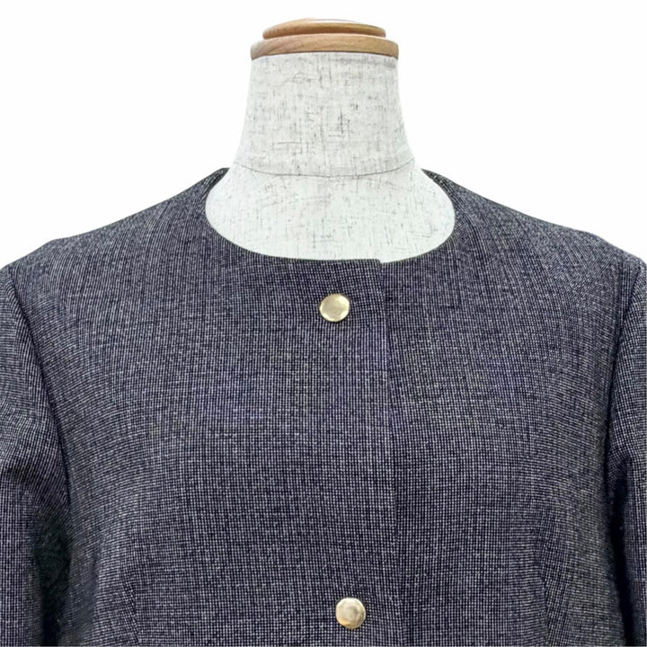Excellent MARNI collarless tweed long coat Dark gray wool 42 CPMA26U00 TW585