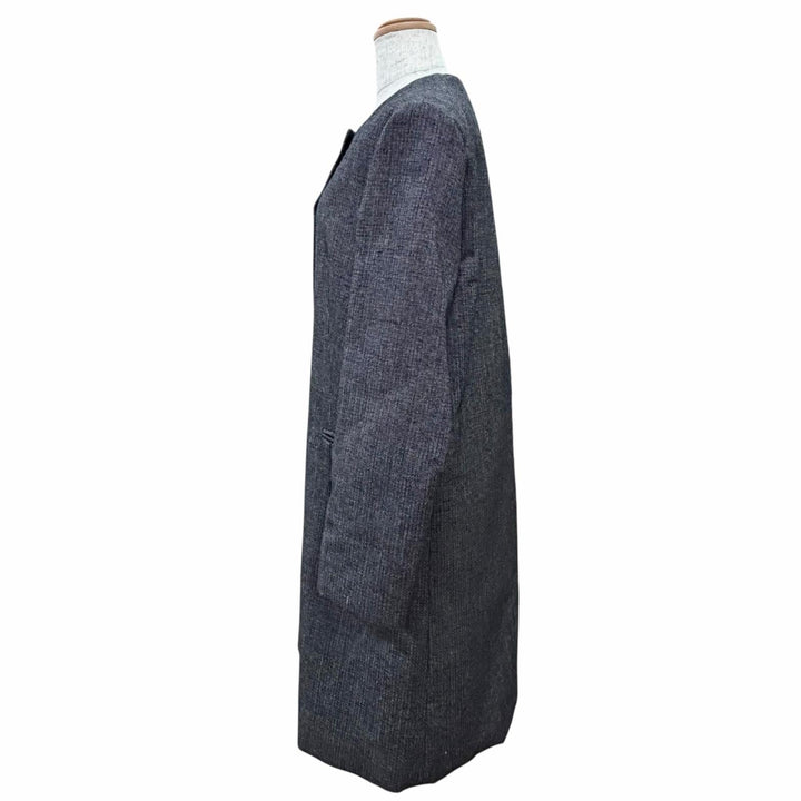 Excellent MARNI collarless tweed long coat Dark gray wool 42 CPMA26U00 TW585