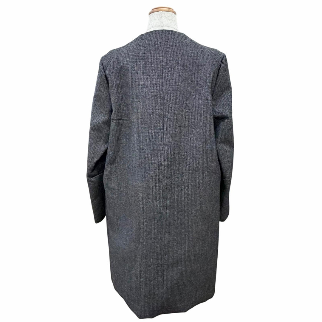 Excellent MARNI collarless tweed long coat Dark gray wool 42 CPMA26U00 TW585