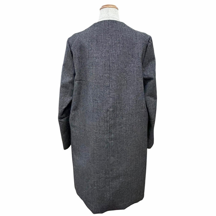 Excellent MARNI collarless tweed long coat Dark gray wool 42 CPMA26U00 TW585