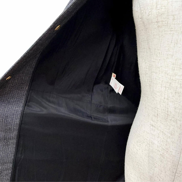 Excellent MARNI collarless tweed long coat Dark gray wool 42 CPMA26U00 TW585
