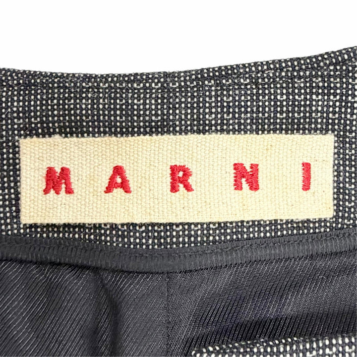 Excellent MARNI collarless tweed long coat Dark gray wool 42 CPMA26U00 TW585