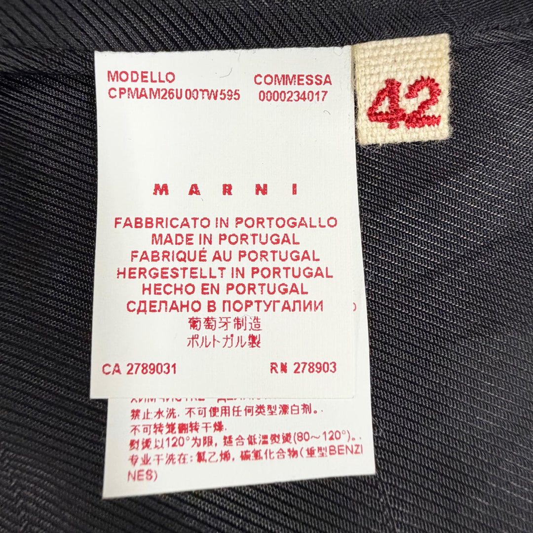 Excellent MARNI collarless tweed long coat Dark gray wool 42 CPMA26U00 TW585