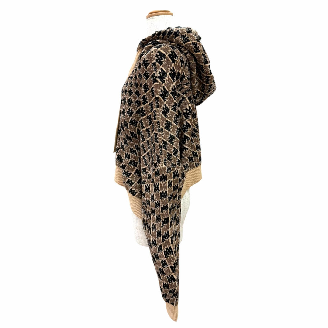 Excellent AMIRI AM logo monogram all-over print cropped hoodie Brown IT 38