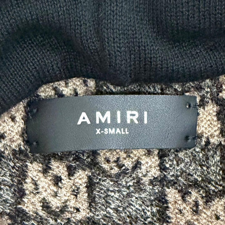 Excellent AMIRI AM logo monogram all-over print cropped hoodie Brown IT 38