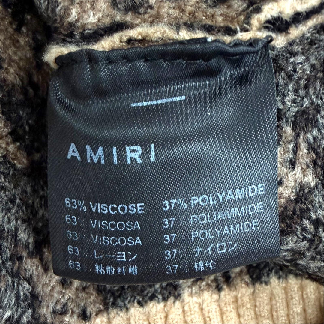 Excellent AMIRI AM logo monogram all-over print cropped hoodie Brown IT 38