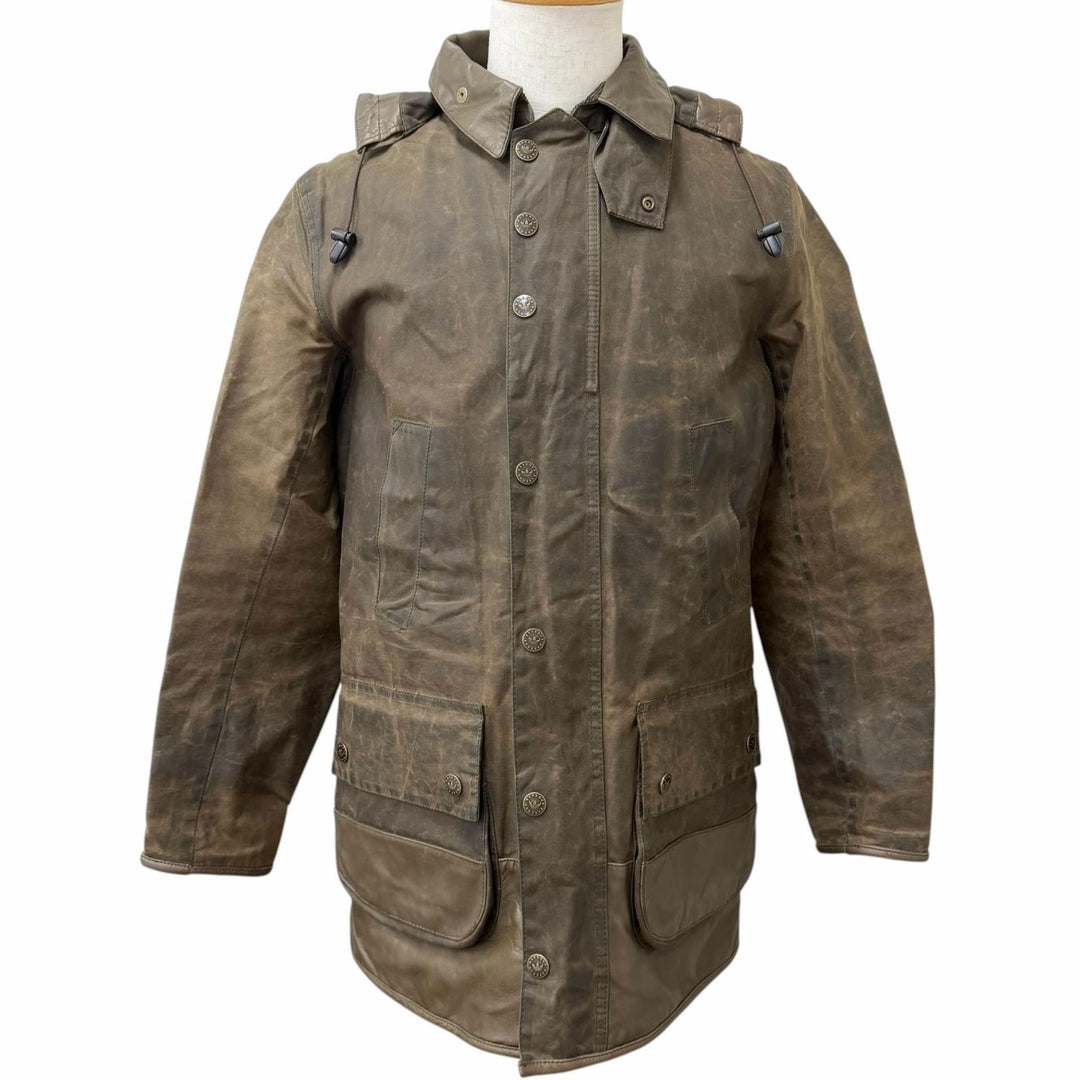 Great adidas Barbour Jacket Waxed cotton jacket Brown cotton mens M