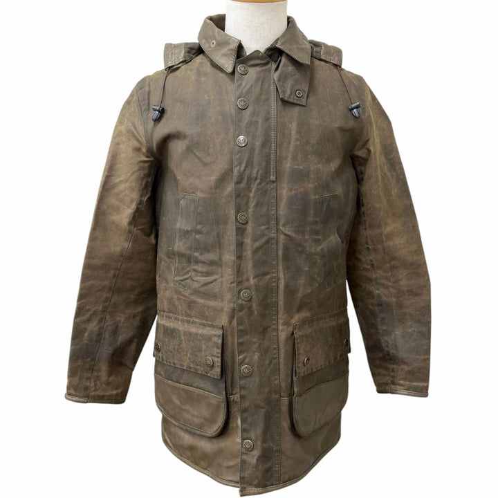 Great adidas Barbour Jacket Waxed cotton jacket Brown cotton mens M