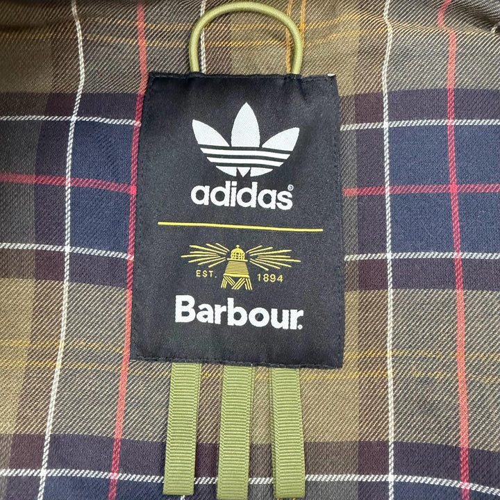 Great adidas Barbour Jacket Waxed cotton jacket Brown cotton mens M