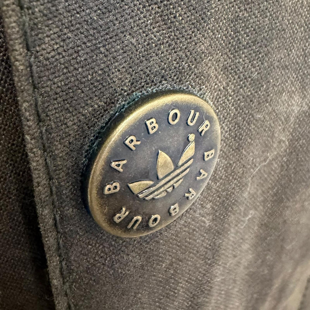 Great adidas Barbour Jacket Waxed cotton jacket Brown cotton mens M