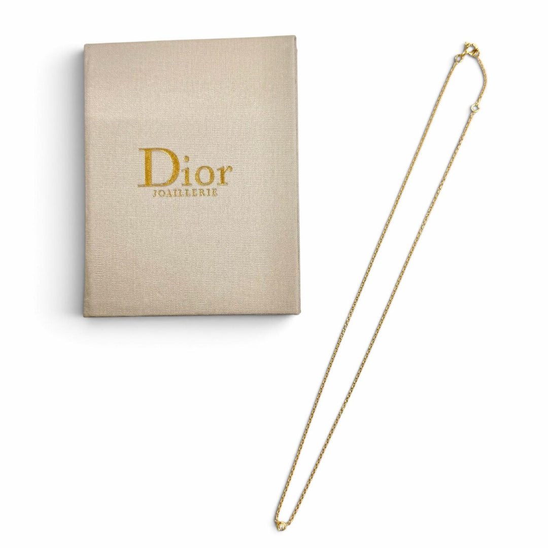 Excellent Christian Dior Mimiwi 1P Diamond Necklace 750 (YG) K18 Gold MIM95001
