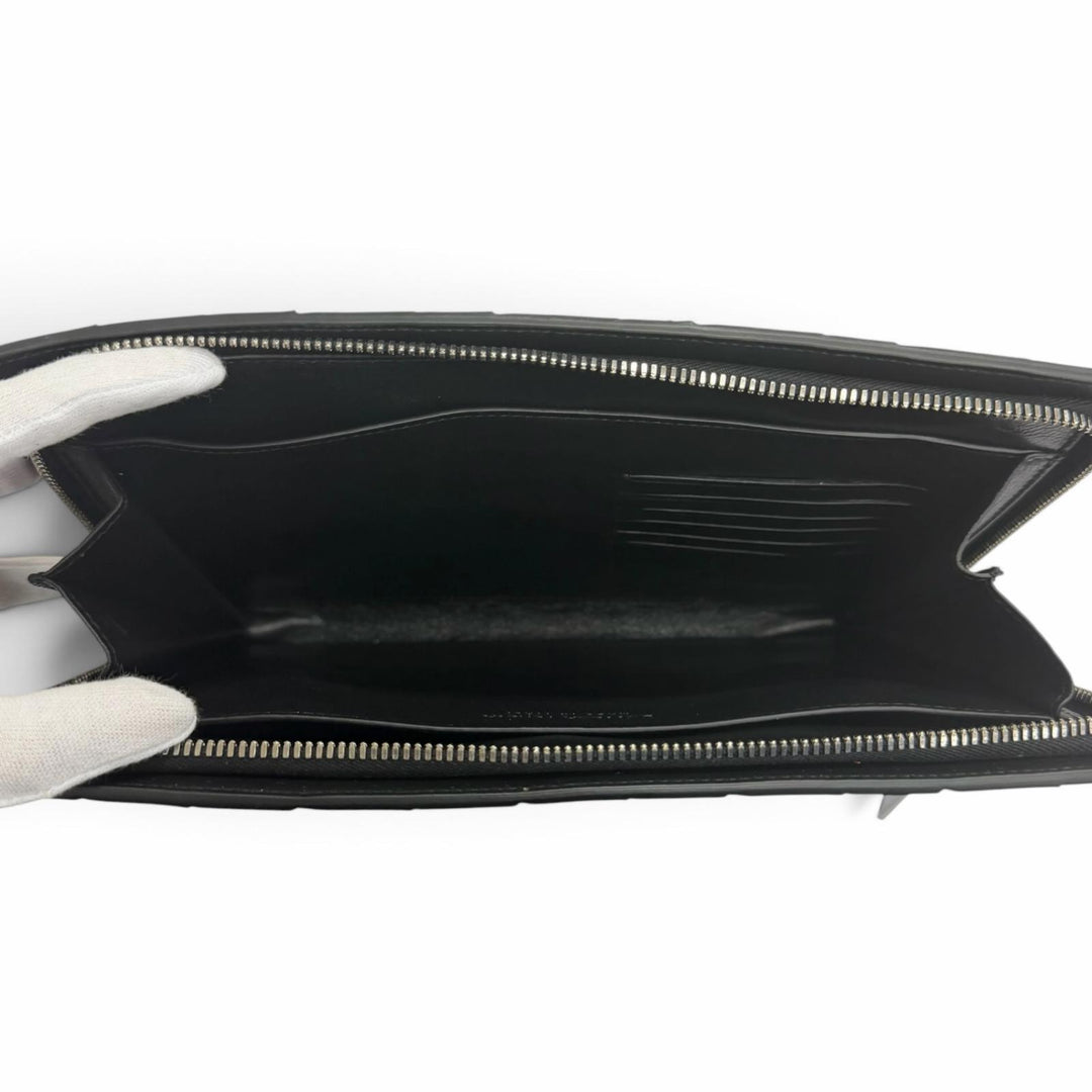 Great BOTTEGAVENETA Clutch bag MAXI INTRECCIATO black leather mens 629134