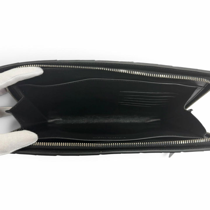 Great BOTTEGAVENETA Clutch bag MAXI INTRECCIATO black leather mens 629134