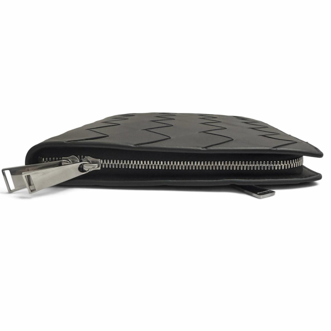 Great BOTTEGAVENETA Clutch bag MAXI INTRECCIATO black leather mens 629134